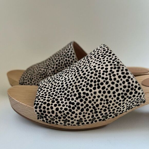 MADEWELL The Evelyn Clog Slide Sandal in Dried Flax Print Calf Hair Size 7 - Picture 7 of 7